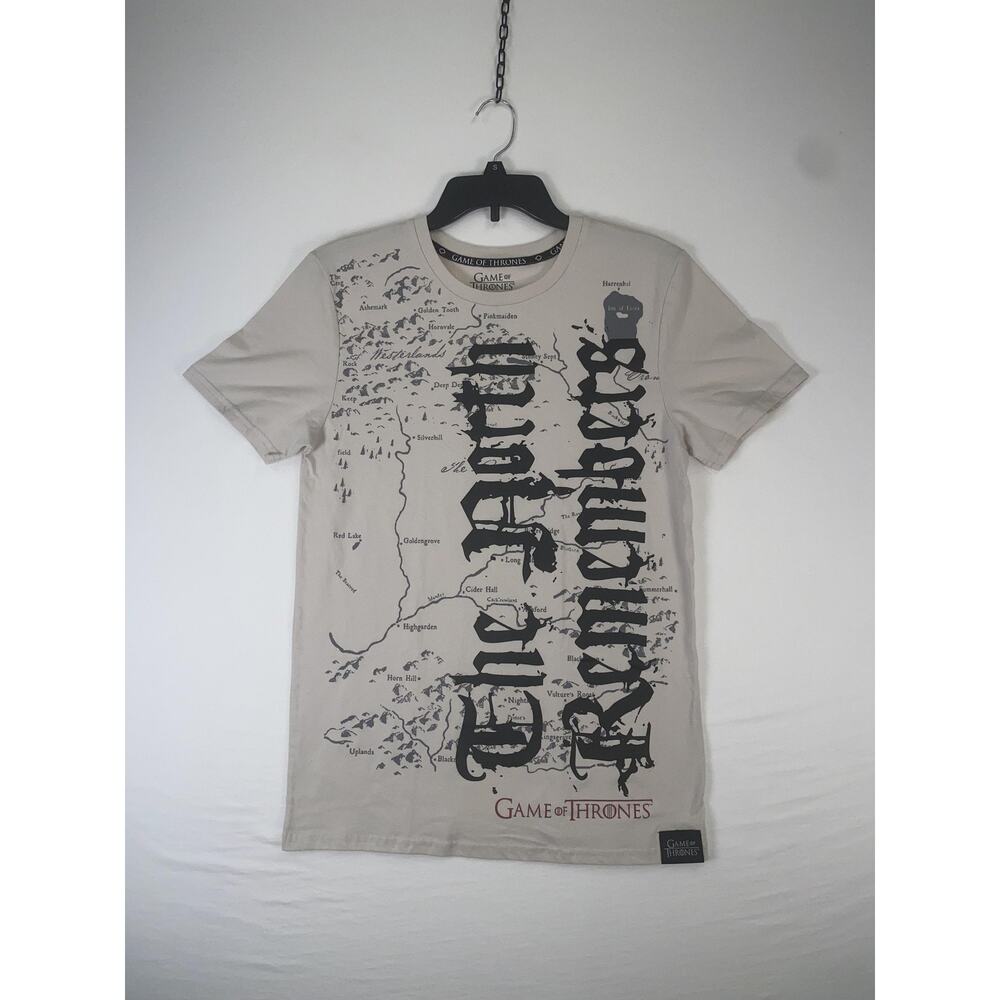 Game Of Thrones Shirt Mens Small Beige The North Remembers Map Graphic Tee HBO
